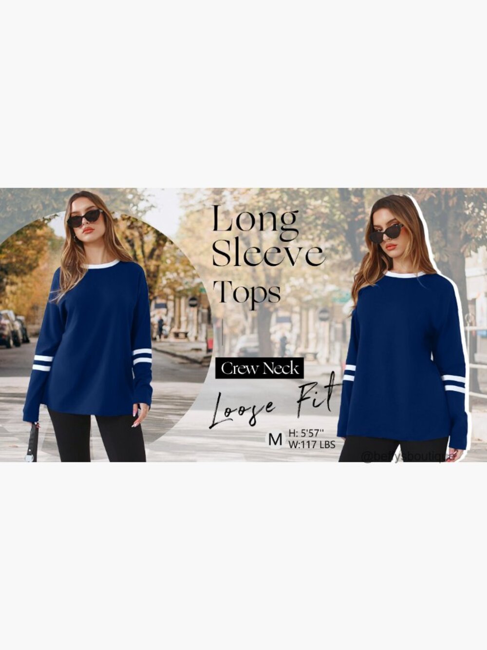 Long Sleeve Tops for Women Casual Color Block Tee Tunic Blouse Streetwear - Picture 5 of 7